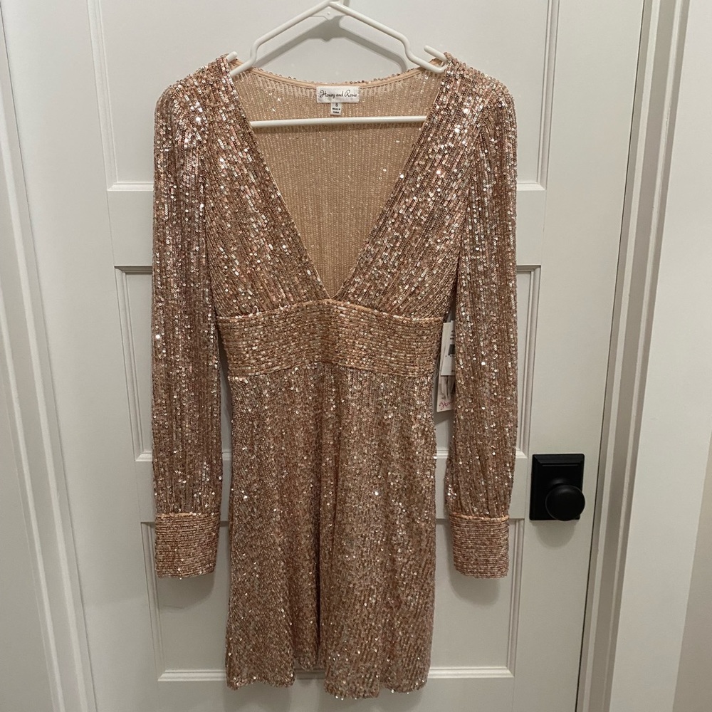Sequin rose gold dress